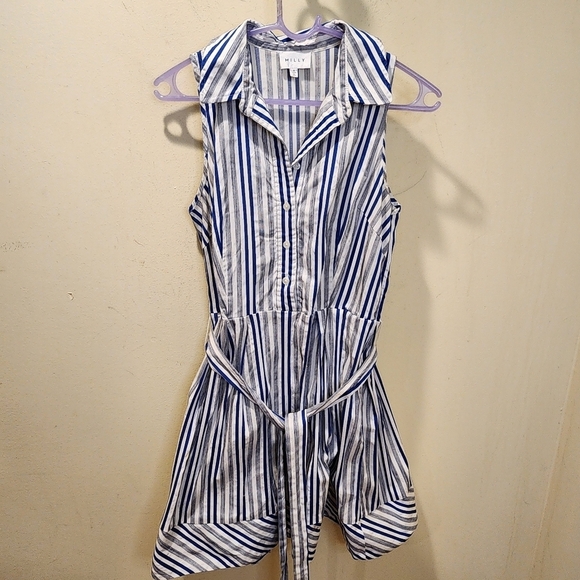 MILLY Stripes Casual half buttons dress size 8 - Picture 2 of 15